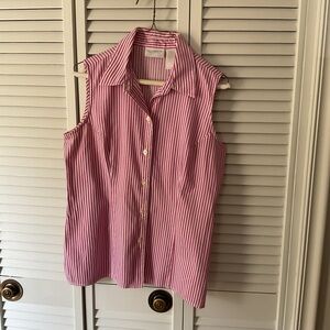 Liz Claiborne Pink Striped Button Down Shirt